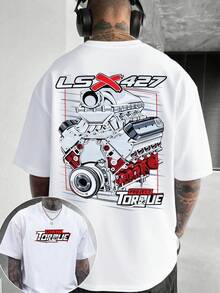 Men's Basic Graphic T-Shirt | Engine Design | Perfect for Car Enthusiasts & Everyday Wear | Great Gift for Holidays | 100% Cotton Fabric | Soft & Comfortable | Unisex Round Neck Tee - Blanco - Ver 2