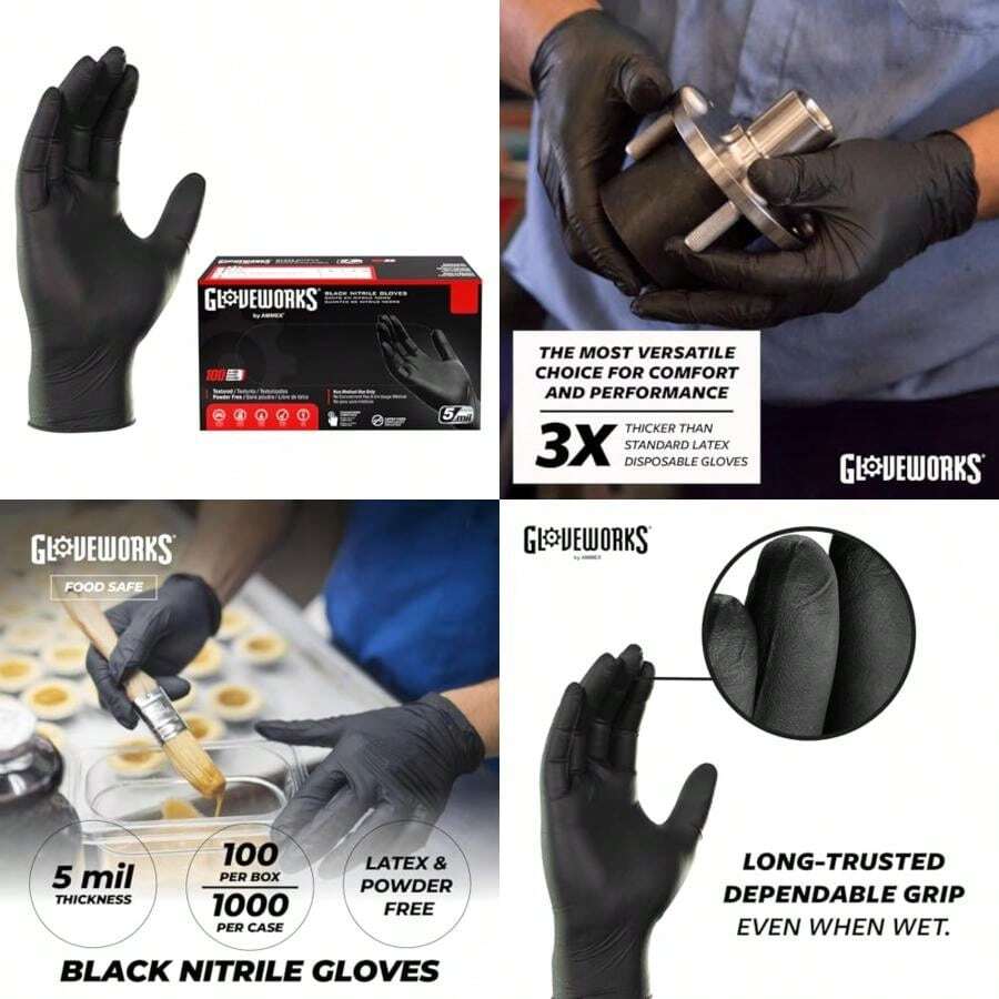 Ammex GPNB GlovePlus Black Nitrile Glove, Latex , Disposable, Powder , Small (Box of 100)(L (Paquete de 100) Negro) - Tipo 1 - Ver 1