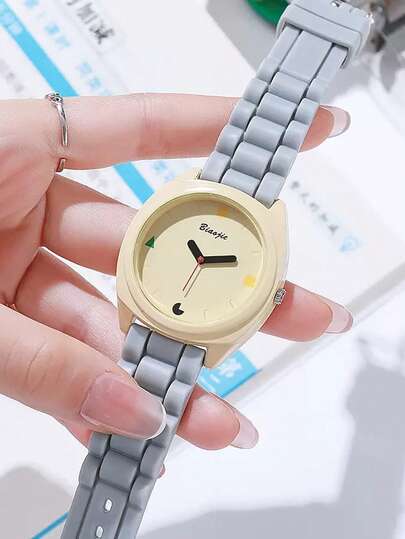 Relógio infantil com escala listrada, simples e moderno, 1 peça, movimento de quartzo, adequado para uso diário, presentes de aniversário, presentes infantis, presentes ideais para feriados e festivais