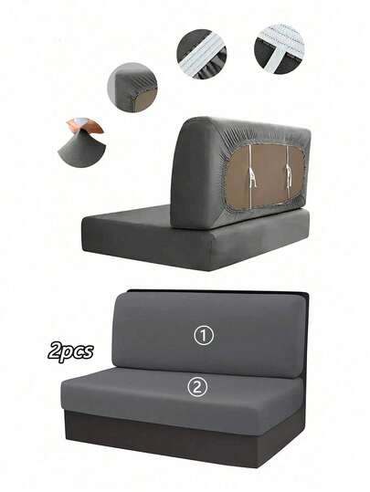 2 peças/Conjunto Capas de Almofada de Veludo Macio e Elástico para Sofá de Booth de Hotel, Assento e Encosto de Veículo Recreativo (RV) e Trailer Camping, Cor Sólida