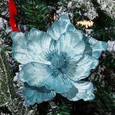 4 Stücke glänzende künstliche Blumen, Polyester, Weihnachts- und Feiertags-Dekoration, ohne Batterie, ohne Strombedarf, geeignet für Zuhause und Küche, verwendbar für Weihnachten, Halloween, Valentinstag, Muttertag, Abschlussfeier