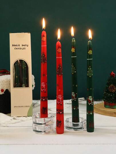 2 velas criativas de haste longa em formato de cone com elementos natalinos, sem fumaça e sem cheiro, longa duração, adequadas para reuniões familiares, festas, casamentos, Natal e outras celebrações de feriados, meditação, oração, decoração de mesa de jantar e ocasiões especiais, velas de haste longa com rosca galvanizada, atmosfera romântica para hotel, aniversário, casamento