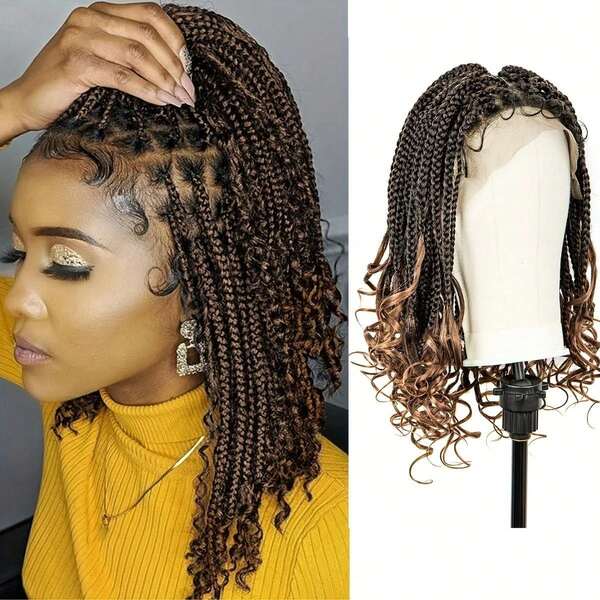 A ANYTIME Braids Wig Synthetic Lace Wig Beginners Friendly Heat Resistant Wig For Women