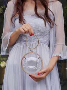 Women's Fashionable Mini Transparent Ball Chain Handbag For Daily Use - Clear - View 6