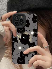 Funda de Teléfono de 1 Pieza para Pareja con Patrón de Gato Negro de Apple - Multicolor - Ver 8