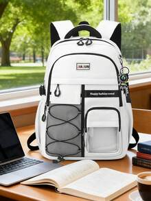 1 pezzo Zaino alla moda unisex, chiusura con cerniera, cinghie regolabili, grande capacità, adatto per lavoro, attività all'aperto, pendolarismo, regalo per il ritorno a scuola