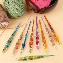 1/3/9pcs/Set Crystal Flower Resin Crochet Hooks, 2.0mm-6.0mm, With Storage Bag, Suitable For Knitting Sweaters, Scarves, Socks, Gloves And Other DIY Handcraft Projects