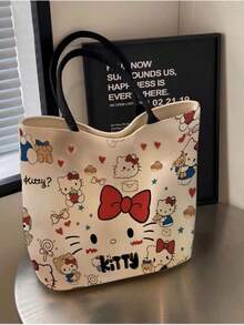 SANRIO Bolso de lona, bolso de hombro de gran capacidad, bolso de mano lindo para el transporte, con correa de hombro, regalo de moda para el trabajo y los viajes - Multicolor - Ver 5