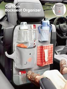 1 حزمة منظم مقعد خلفي للسيارة بجيوب متعددة الوظائف، حصيرة للحماية من الركل وحل تخزين منظم للرحلات العائلية بالسيارة، حماية المقعد من ركلات الأطفال، ضروري للسفر للآباء