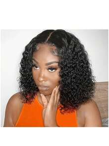 8-16 Inch Short Curly Human Hair Wig 200% Density,Perfect For Daily Use,Curly Hair Wig 13x4 Transparent Frontal Lace Wigs For Women Suitable For All Easy To Wear Short Wet Water Wave Wigs Hair Wig Pre-Plucked Kinky Curly Wave Bob Wig - SNatural - View 4