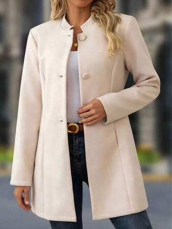 女士新款休闲高领长款大衣，秋冬款