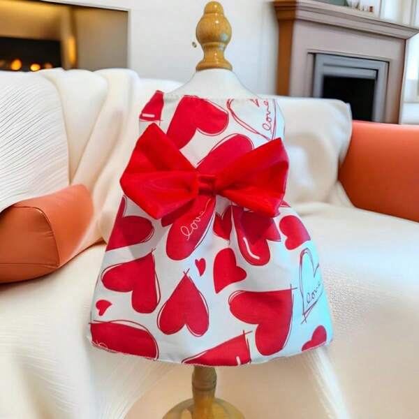 1 pieza Monos para mascotas vibrantes, adecuados para perros y gatos pequeños - Vestido de princesa de tela suave y transpirable con detalle de lazo, para cachorros felices