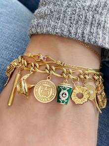 1PC Food Pendant Stainless Steel Series DIY Small Pendant Vacuum Plated 18K Gold Color Preserving In Furnace - Multicolor - View 3