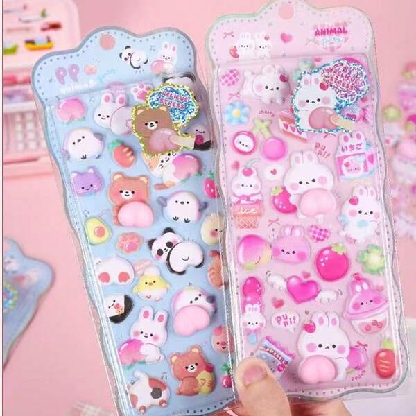 Pegatinas apretables con diseño de lindos traseros de animales para alivio del estrés, arte de pegatinas 3D de burbujas para niños y niñas