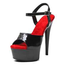 WUXIN Platform Sandal Heels 15cm, Ankle Strap Stiletto For Pole Dance. - 黑色 - 查看 11