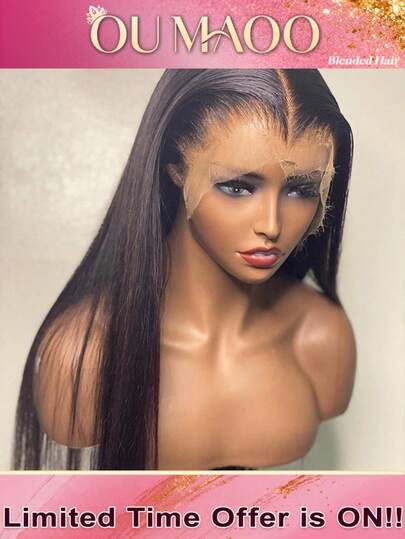 200% 密度 8-34 英寸直发假发巴西原生发 13*4 高清蕾丝前假发人发混合头发预剪预拔婴儿头发隐形结 5x5 蕾丝闭合假发 3S 可直接佩戴自然黑色无胶假发适合女性日常使用