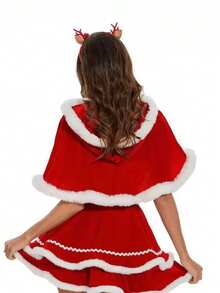 1 Xale para Banquete de Natal, Capa com Capuz para Cosplay Feminino, Xale Curto de 35cm, Fantasia de Chapeuzinho Vermelho, Bruxa e Vermelho, Verde Escuro, Verde Grama para Carnaval, Ano Novo e Festas