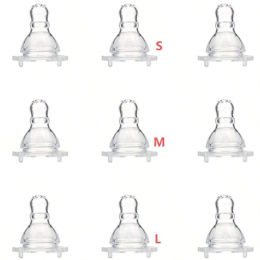 3个婴儿硅胶安抚奶嘴，材质耐热高达120°C，直径3.5厘米，适合多阶段婴儿，有效改善宝宝喝奶时的腹胀。