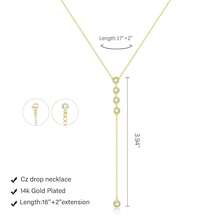 Luxval Lariat Gold Necklace For Women, Dainty Long Necklace 14k Gold Plated/Silver Y-Shaped Pendant Necklaces  Beaded Chain Drop Necklaces Jewelry For Women Gifts{"Color_name":"Gold-FourCZYNecklace"} - 金-FourCZY項鍊 - 查看 8