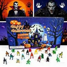Calendario de Adviento de Halloween 2025, estatua de dinosaurio de goma suave, juguete, calendario de cuenta regresiva sorpresa de 24 días, caja sorpresa para regalo - vistoso - Ver 2