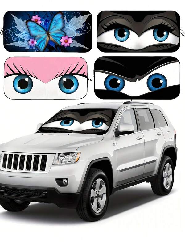 Lustiger Autoscheiben-Sonnenschutz, Auto-Windschutzscheiben-Sonnenblende, passend für Limousine, SUV, Lkw | Sommer-Autobeschattung, Sonnenblende und Auto-Zubehör reflektierend, faltbarer Autosonnenschutz universell passend - blockiert Hitze und UV, Limousine SUV Lkw mittlere Frontscheiben-Sonnenblende (150 cm lang x 70 cm breit)