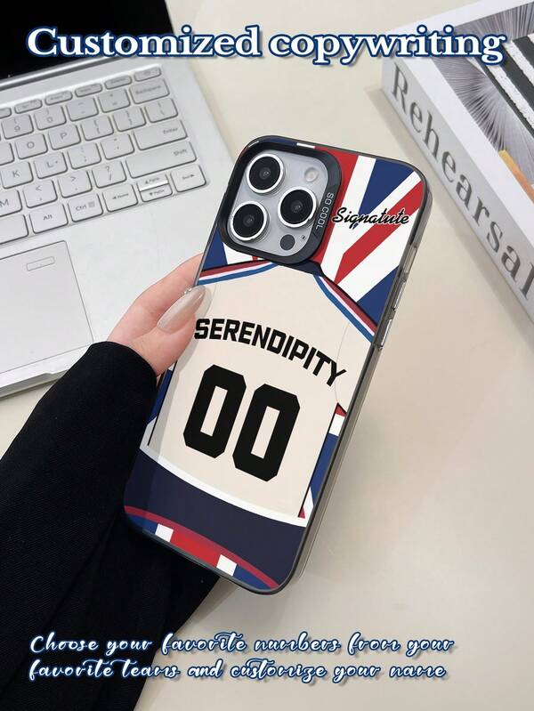 1 Peça Capa de Telefone com Proteção de Lente Acrílica e Texto Personalizado, Adequada para iPhone 17 Air 16 15 14 13 12 11 Pro Max, Galaxy S25 24 23 Ultra FE A55 54 35