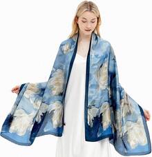 Silk Scarf For Women Fashion Long Satin Lightweight Large Shawl Wrap Printed Sleep 70''X35''halloween - 211花 - 查看 5