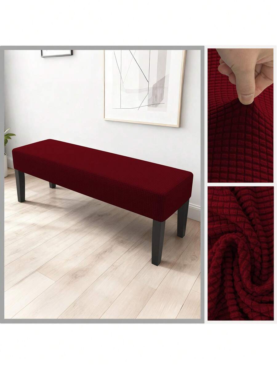 1件，现代提花长凳套，适用于钢琴凳和长凳。提升美观，防尘，四季皆宜。 - 酒紅色 - 查看 1
