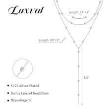 Luxval Lariat Gold Necklace For Women, Dainty Long Necklace 14k Gold Plated/Silver Y-Shaped Pendant Necklaces  Beaded Chain Drop Necklaces Jewelry For Women Gifts{"Color_name":"Silver-YLayeredBeadNecklace"} - 銀色-Y形多層珠項鍊 - 查看 8