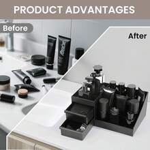 1pc Black Makeup Storage Box With Drawers, Plastic Organizer Rack For Dorm, Skincare & Cosmetics Storage, Vanity Dresser - Black - View 2