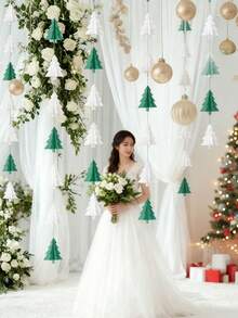 1/20/40 Peças Decoração de Natal Suprimentos para Festa - Bandeiras de Papel Penduradas de Mini Árvore de Natal 3D, Ornamento de Vitrine Festiva para Casa/Festa/Loja, Decoração Pendurada de Natal e Decorações de Papel para Feriados