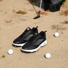 Men's Golf Shoes Are Lightweight And Have Strong Grip Men's Outdoor Sports Shoes With A Mesh Surface Are Breathable - 黑色 - 查看 6
