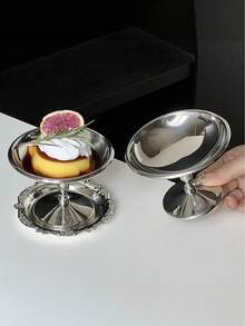 1 件不锈钢高脚杯式甜点杯、布丁碗、冰淇淋碗、摄影道具、影响者风格 - 銀色 - 查看 7