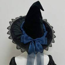 1pc Retro Witch Hat Costume Accessory, Polyester Fiber Witch Hat For Party Role Play, Mask Hat Holiday Decoration, Elegant Headwear Halloween