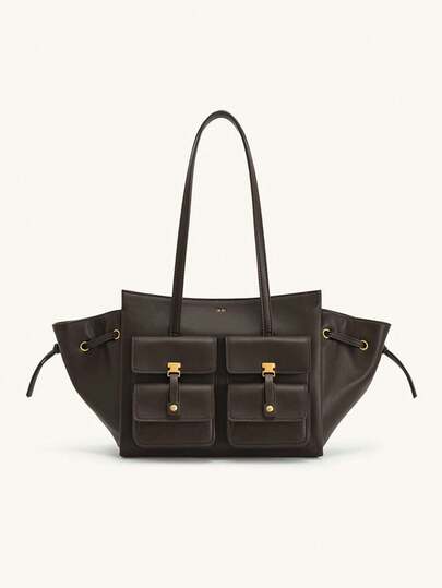 Pocket Tote Bag, Personalized Motorcycle Design, Women's Large Capacity Commuter Shoulder Bag, Versatile