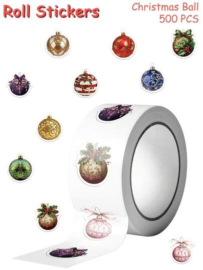 500 pegatinas de bolas de Navidad de dibujos animados para laptop, maleta, refrigerador, ventana, pared, DIY, graffiti, estética, regalos creativos de festival para niños