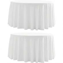Round Tablecloth,2 Pack 120inch Stain And Wrinkle Resistant Polyester Table Cloth,Decorative Fabric Table Cover For Kitchen,Dinning,Party,Wedding RoundWhite - 多色761 - 查看 1