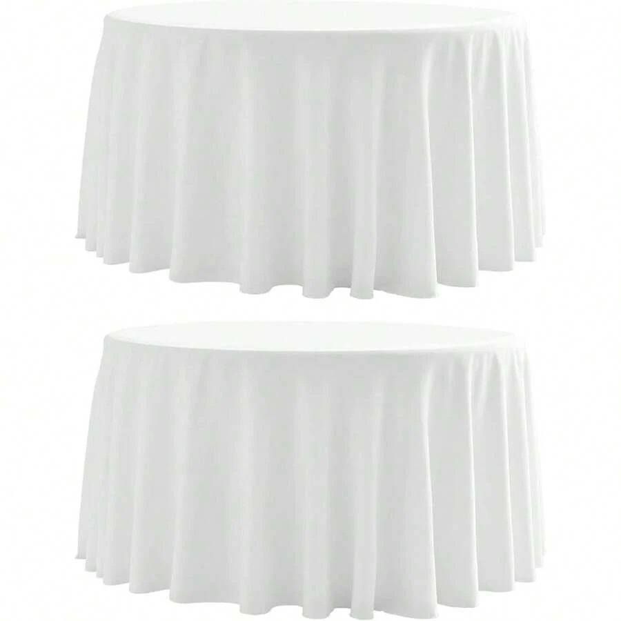 Round Tablecloth,2 Pack 120inch Stain And Wrinkle Resistant Polyester Table Cloth,Decorative Fabric Table Cover For Kitchen,Dinning,Party,Wedding RoundWhite - 多色761 - 查看 1