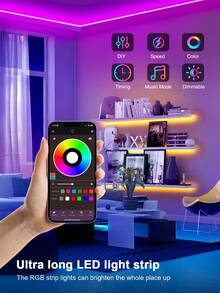 HBOWMDJIA 3ft-100ft Led Strip Lights For Room Decor, With 44-Key Remote And App Control, Change Color In Sync With Music, Timing Setting, Adjustable Brightness, Led Lights For Bedroom, Living Room, Game Rooms, Kitchen, TV Backlight, Halloween Party Decor, Christmas Gifts - APP Control+44 Keys Remote - 查看 3