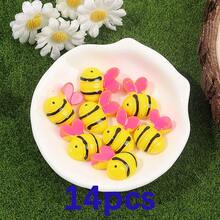 Yellow Resin Bee Shaped Non Porous Beads, Bee Themed Birthday Party Beads & Bead Assortments, Used For DIY Hair Clips, Phone Cases, Clothing Accessories, Envelope Cutting And Pasting Decoration, Christmas Eve, Thanksgiving, Halloween Parties, Holiday Parties, Birthday Gifts, Back To School Season, Bee Festival Decoration Accessories