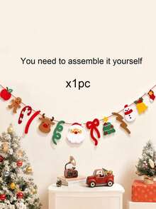 1 pièce Décoration de bannière de Noël, sapin de Noël, cerf, Père Noël, bonhomme de neige, pain d'épices. Décoration de scène d'ambiance d'arbre de Noël. Décoration suspendue de drapeau coloré. Convient pour la décoration intérieure/extérieure, décorations de cheminée de style ferme pour Noël, décoration de maison de Noël, décoration de fête de Noël, décoration de salon, Joyeux Noël, cadeaux de Noël