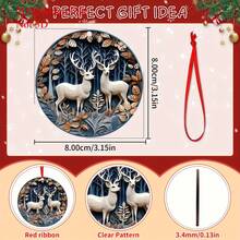 2D Flat Design, 1pc Deer Christmas Ornament, Perfect Holiday Tree Decoration And Gift, Outdoor Celebration Christmas Tree Party Decoration, Seasonal Home Hanging Decoration - Multicolor - View 4