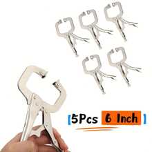 5pcs Locking Pliers Set, 5pcs Swivel Pad Locking C-Clamp Locking Pliers 6 Inch (With Jaws & Pads) - Multicolor - View 10