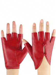 1 par de guantes sin dedos de estilo punk con correa hueca y remaches, guantes de piel de PU sexy sin dedos para hombres y mujeres, adecuados para exteriores, casual, fiesta, actuación