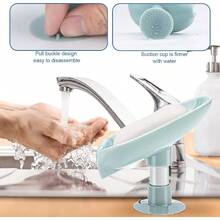 1 PCS Soap Holder Leaf-Shape - Self Draining Soap Dish Holder, Not Punched Easy Clean Bar Soap Holder, With Suction Cup Soap Dish Suitable For Shower, Bathroom, Kitchen Sink - Multicolor - View 5