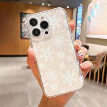 Funda creativa para teléfono, carcasa transparente con patrón de copo de nieve, funda de TPU a prueba de golpes de cobertura total compatible con Apple  6/7/8/X/Xs/Xr/Xs Max/11/12/13/14/15/16 Pro Max. Funda suave a prueba de golpes para chicas y mujeres - 1 pieza - Ver 6