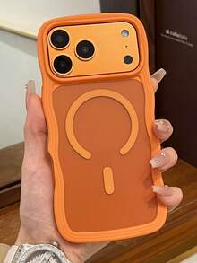 1 pieza Funda de teléfono magnética mate y semi-transparente con marco 3D ondulado y bonito compatible con iPhone 17 Pro Max 17 Pro, carga inalámbrica, cubierta trasera suave