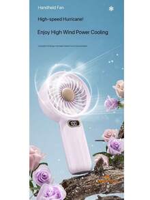 MEET SUN 1pc + 1200mAh Lithium Battery + Digital High-Speed Hand Fan + Phone Holder Base + Lanyard + 100 Wind Speeds + Handheld & Freestanding - Multicolor - View 2