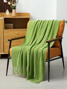 1pc Comfortable Acrylic Knitted Throw Blanket With Tassels, Modern Style, Suitable For All Seasons, Versatile Shawl/Bedspread/Nap Blanket/Car Blanket/Air Conditioning Blanket, Applicable For Various Occasions - Multicolor - View 10