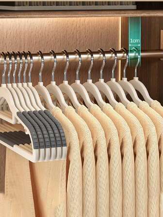 10-Pack Non-Slip Clothes Hangers With Shoulder Pads - Heavy-Duty Design, High-Quality, Space-Saving Sturdy Plastic Clothes Hangers. Durable And Suitable For Drying, Storing, And Organizing Clothes In Bedrooms, Bathrooms, And Other Home Settings.